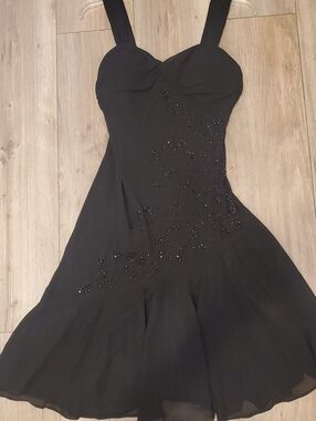 Elegant Black Beaded Evening Dress